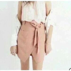 Madewell Skirt Women Mini Wrap Cardiff Bow Belt Tie Pink Skirt